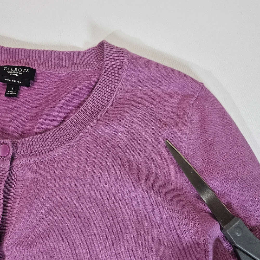 Talbots Cardigan Womens Large Pink Pima‎ Cotton Fall Sweater Casual (Flaw)
